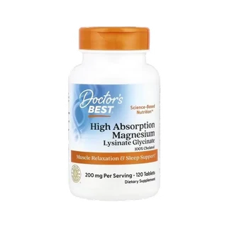 Doctor’s Best – Magnésium glycinate/lysinate, 120 comprimés