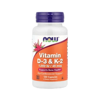 Now Foods – Vitamines D3 et K2, 120 Capsules