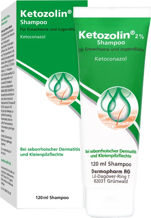 Le Shampooing KETOZOLIN 2% 120 ml, avec Kétoconazole, est formulé pour traiter la dermatite séborrhéique et le pityriasis versicolor.