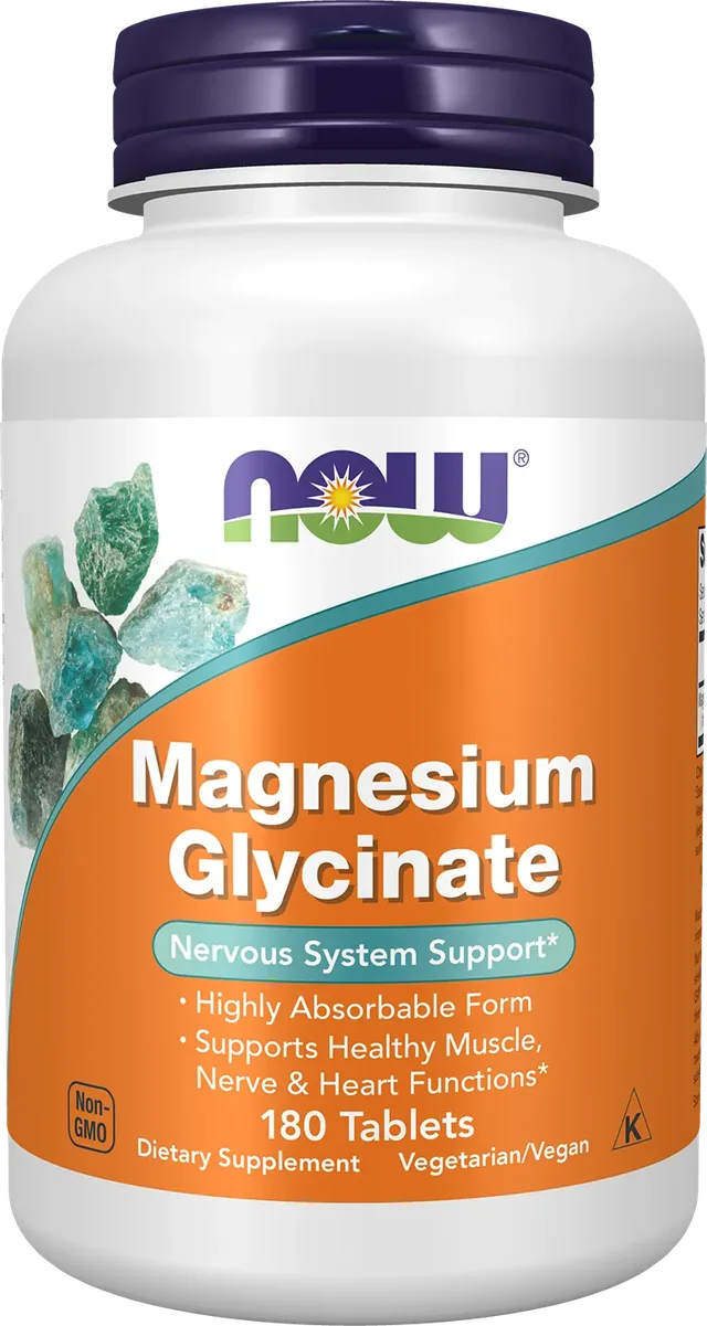 Now Foods - Magnesium Glycinate, 180 Comprimés