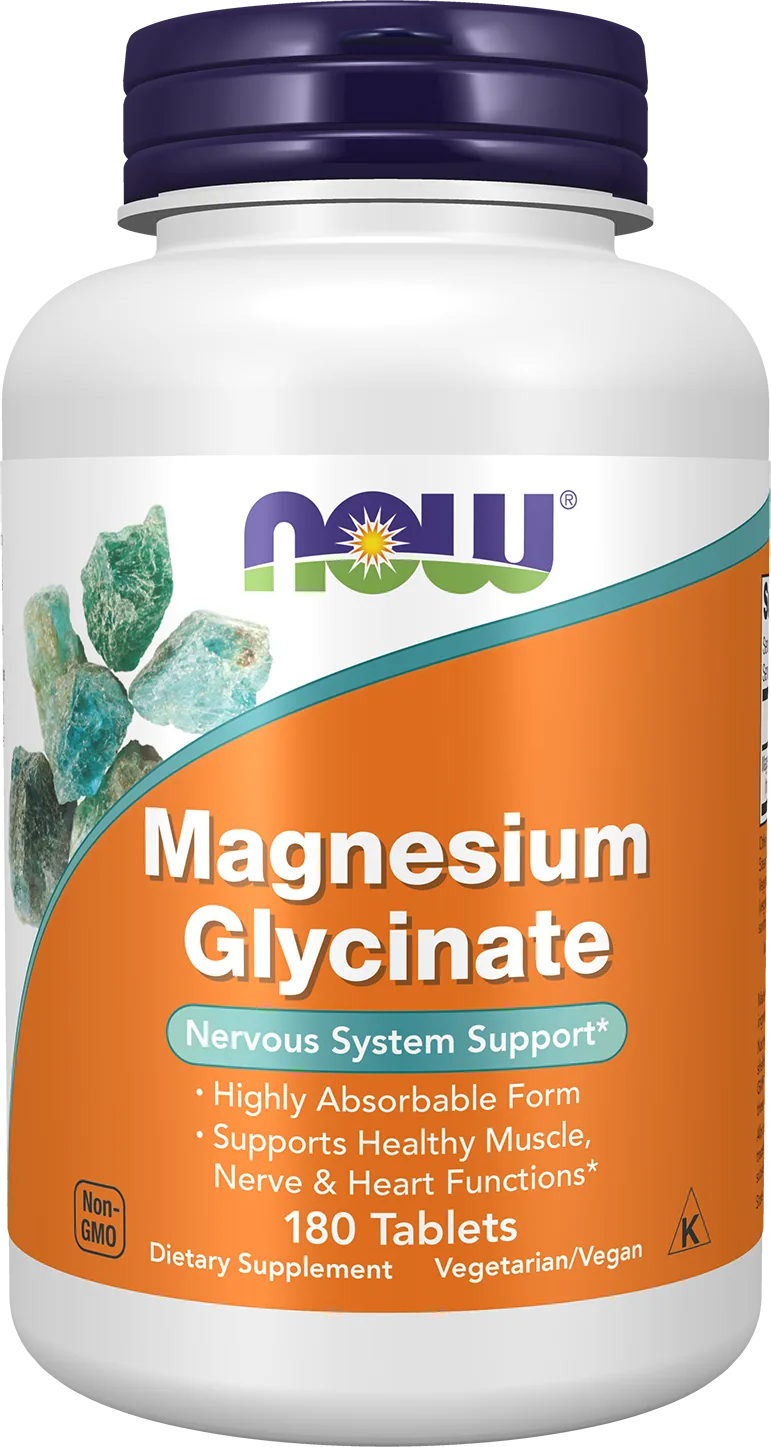 Now Foods - Magnesium Glycinate, 180 Comprimés