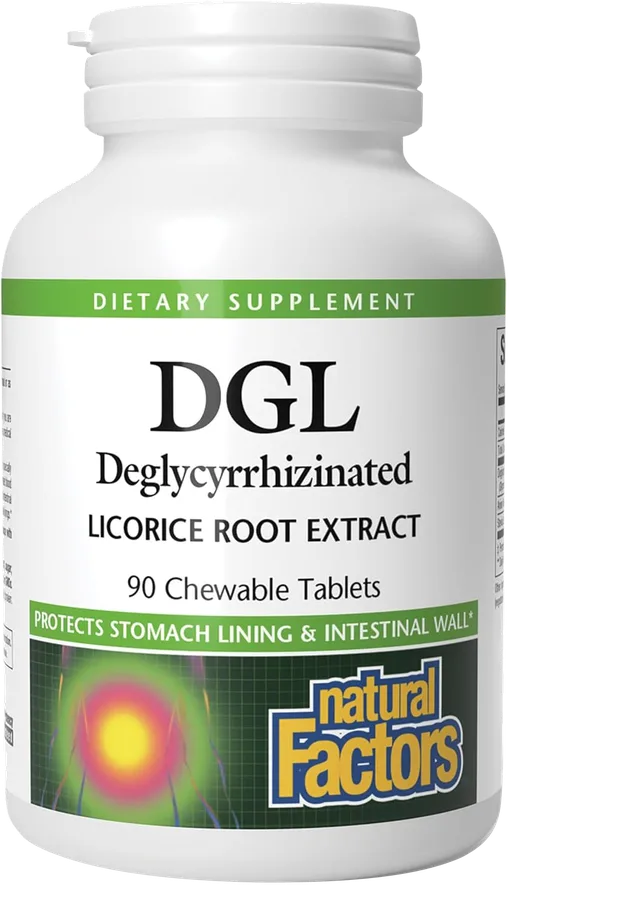 Natural Factors – DGL 400 mg, 90 comprimés à croquer
