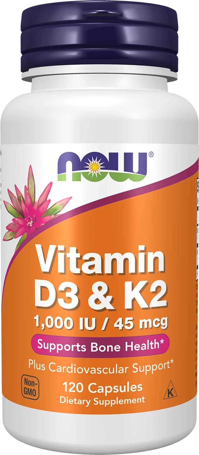 Now Foods – Vitamines D3 et K2, 120 Capsules