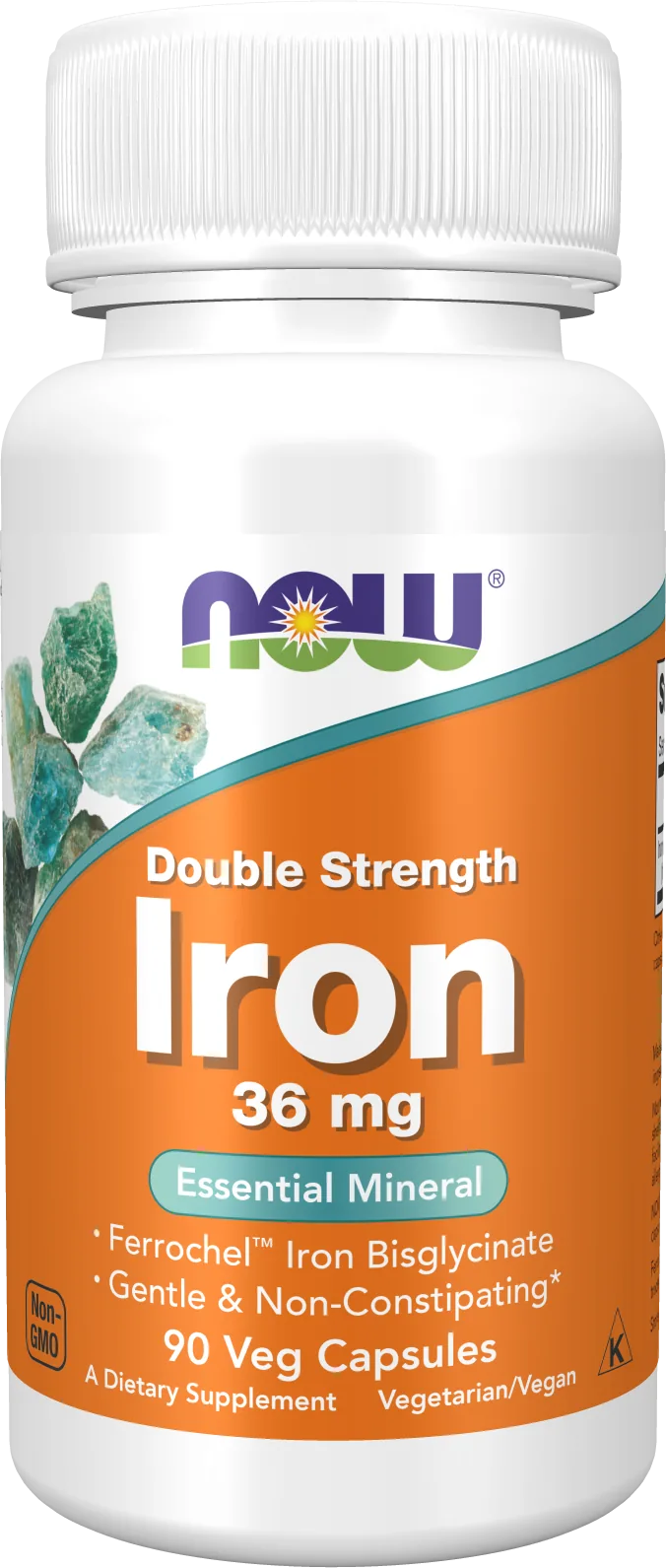 NOW Foods – Fer 36 mg, 90 capsules végétales