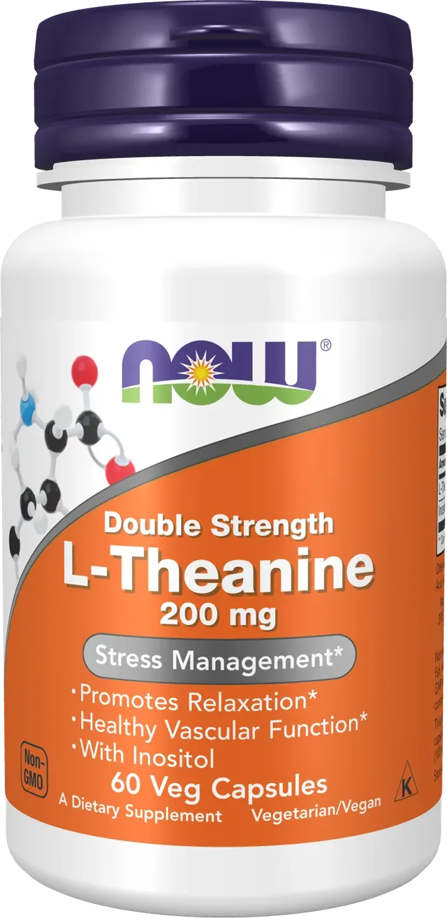 NOW Foods – L-Théanine double concentration 200 mg, 60 capsules végétales