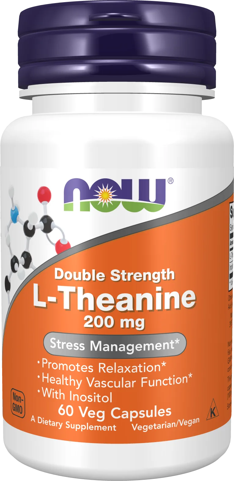 NOW Foods – L-Théanine double concentration 200 mg, 60 capsules végétales