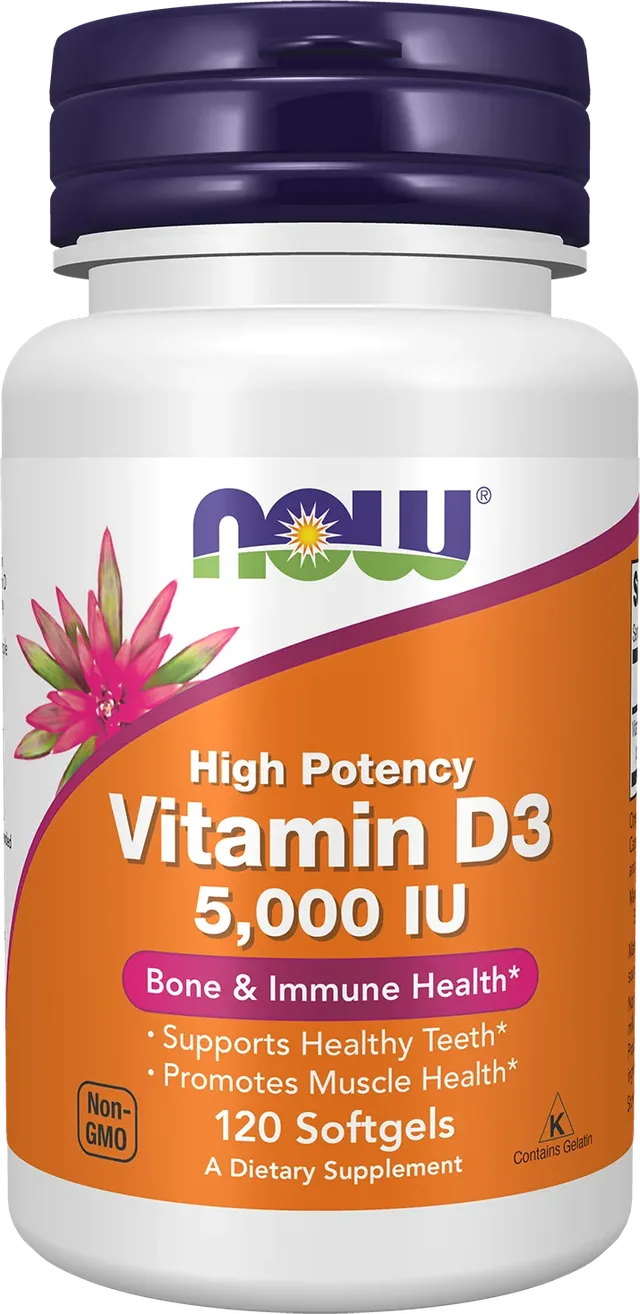 Now Foods - Vitamine D 3, 5000 lU, 120 Gélules