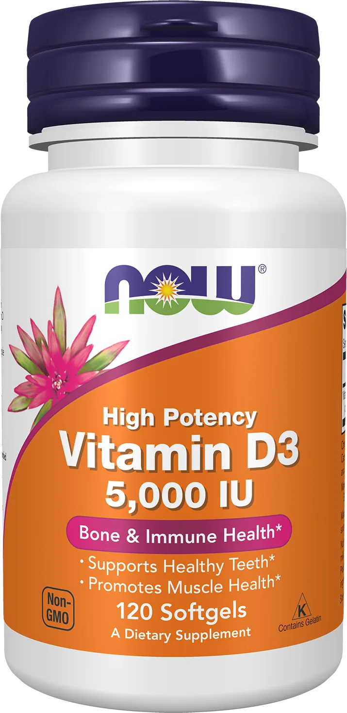 Now Foods - Vitamine D 3, 5000 lU, 120 Gélules