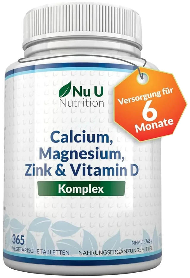 Nu U Nutrition – Calcium Magnésium Zinc Vitamine D, 365 Comprimés