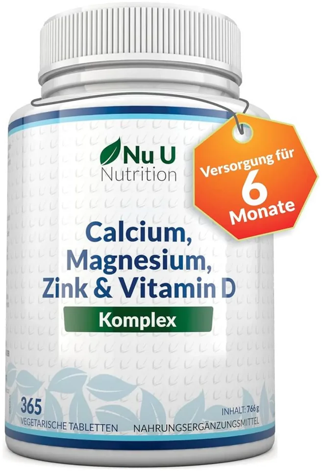 Nu U Nutrition – Calcium Magnésium Zinc Vitamine D, 365 Comprimés