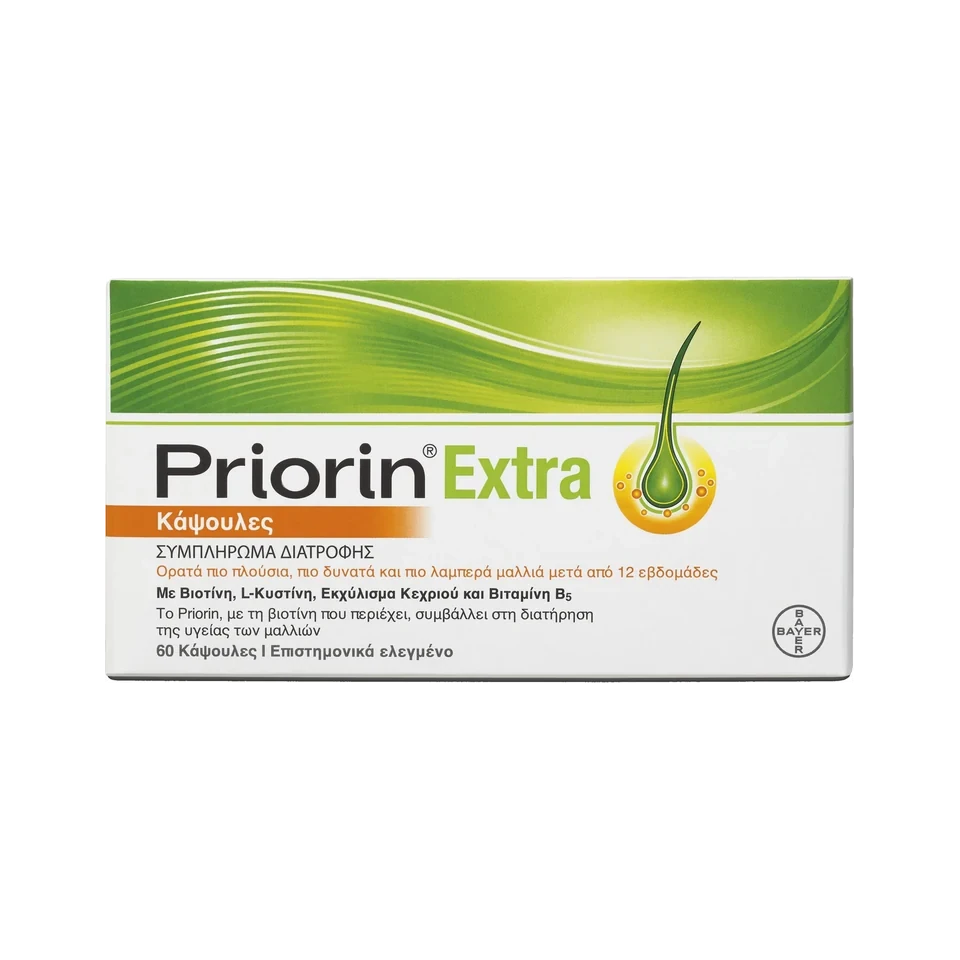 Boîte Priorin Extra Bayer contenant 60 capsules